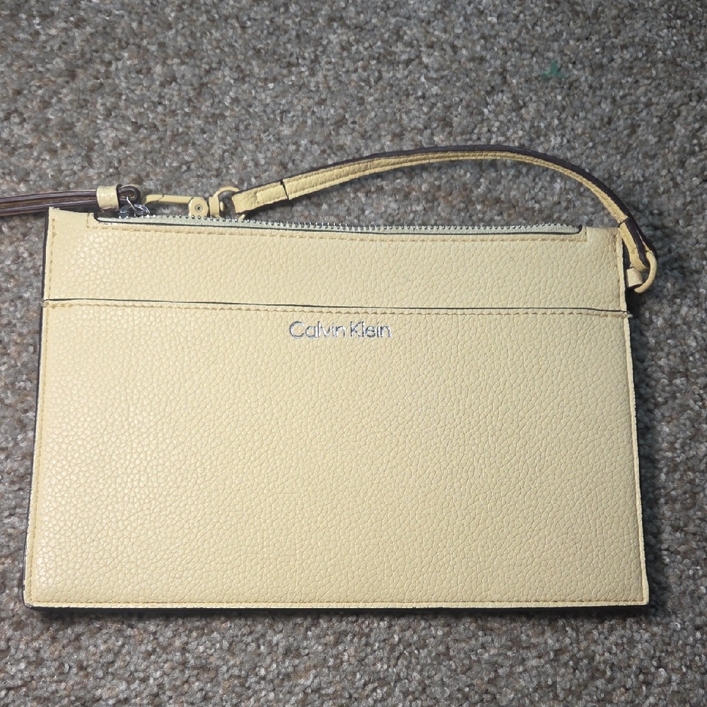 Calvin Klein Soft Yellow Wristlet Clutch